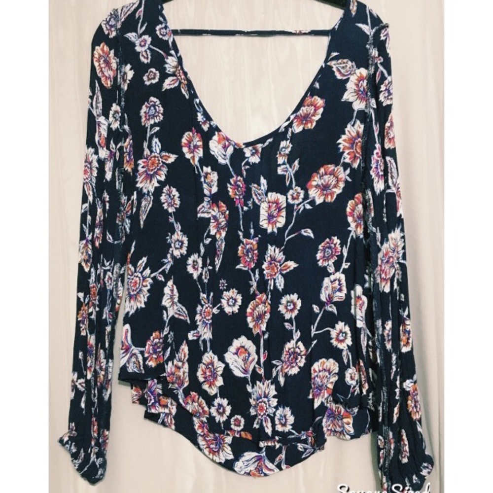 Blue floral blouse